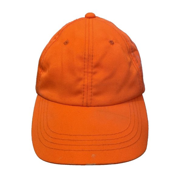 OC Solid Orange Strapback Hat Cap Outdoor Sports Safety Adjustable Stained - Picture 1 of 15